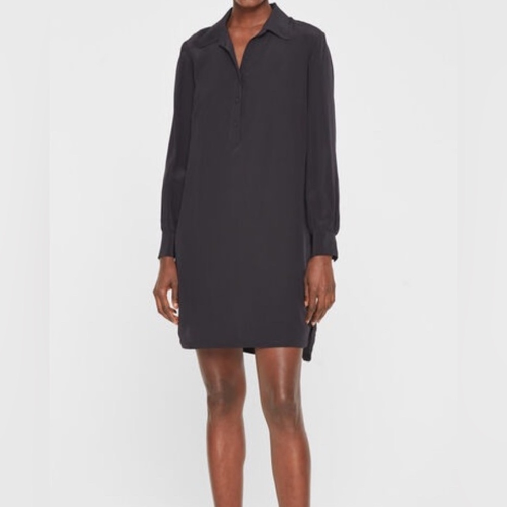 Club Monaco Black Button Down Silk Dress Size 2